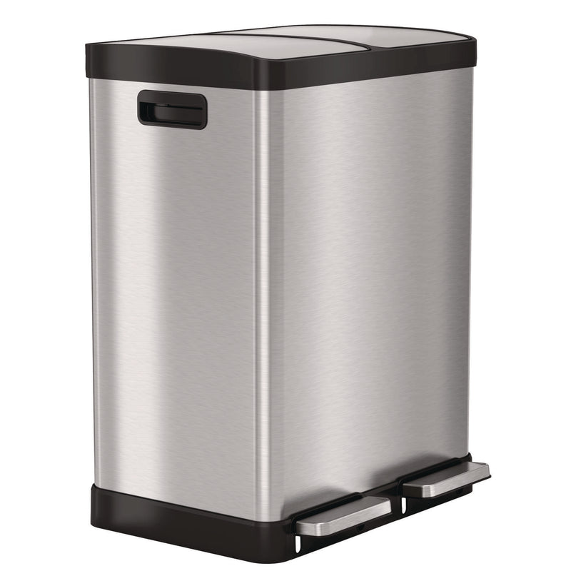 HLS Commercial® Fire-Resistant Step Pedal Trash Can and Recycle Bin, 16 gal, Plastic/Stainless Steel, Silver (HLMHLSS16RFR) Each