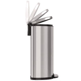 HLS Commercial® Step Pedal Trash Can, 13 gal, Half-Round Plastic/Stainless Steel, Silver (HLMHLSS13D) Each