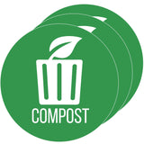 HLS Commercial® Vinyl Decals, Compost, 4" Diameter, Green/White, 3/Pack (HLMHLSKERCCOMP3) Pack of 3