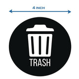 HLS Commercial® Vinyl Decals, Trash, 4" Diameter, Black/White, 3/Pack (HLMHLSKERTRASH3) Pack of 3