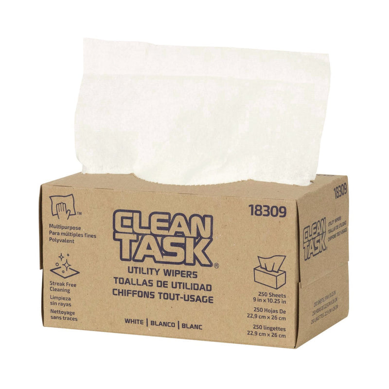 Sellars® Clean Task Utility Wipers, 1-Ply, 9 x 10.25, White, 250 Sheets/Box, 24 Boxes/Carton (SLR18309) Case of 24