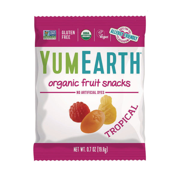 YumEarth Organic Tropical Fruit Pack Snacks, Assorted Flavors, 0.7 oz Bag, 35/Carton (GRR22002294) Case of 35