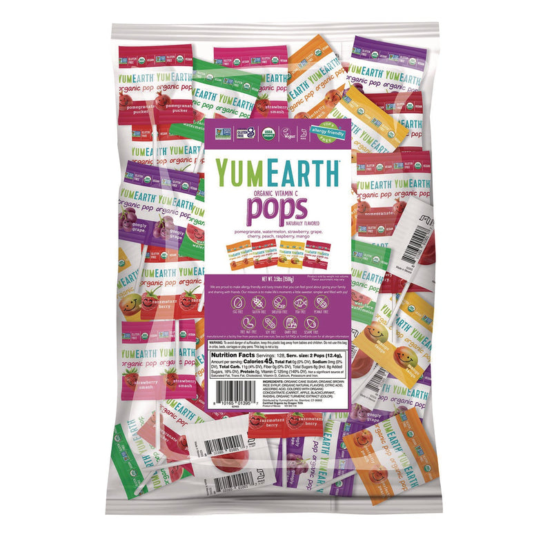 YumEarth Organic Vitamin C Lollipops, Assorted Flavors, 3.5 lb Bag, 250 Pieces (GRR22002295) Case of 250