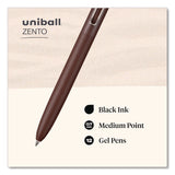 uniball® Zento Gel Pen, Retractable, Medium 0.7 mm, Black Ink, Adobe/Linen/Mist/Umber Barrel Colors, Dozen (UBC70660) 1 Dozen