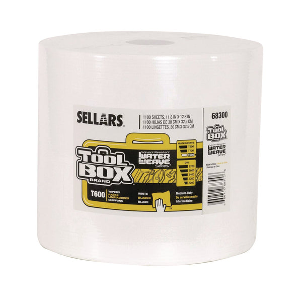 Sellars® TOOLBOX WaterWeave T600 Wipers, 1-Ply, 11.8 x 12.8, White, 1,100 Sheets/Roll (SLR68300) Each