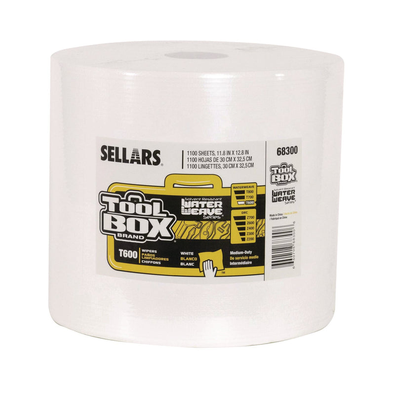 Sellars® TOOLBOX WaterWeave T600 Wipers, 1-Ply, 11.8 x 12.8, White, 1,100 Sheets/Roll (SLR68300) Each