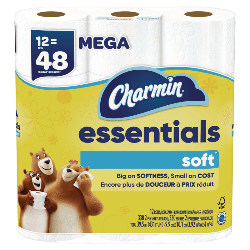 Charmin® Essentials Soft Bathroom Tissue, Septic Safe, 2-Ply, White, 330 Sheets/Roll, 12 Rolls/Pack, 4 Packs/Carton (PGC03154) Each
