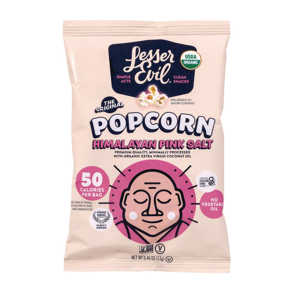 LesserEvil® Himalayan Pink Salt Organic Popcorn, Salt, 0.46 oz Bag, 24/Carton (GRR22001053) Case of 24