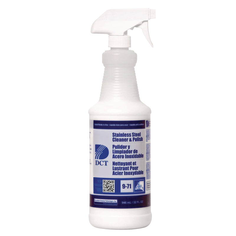 DCT Stainless Steel Cleaner and Polish RLQ, 32 oz Spray Bottle, 4/Carton (PGC00007) Each