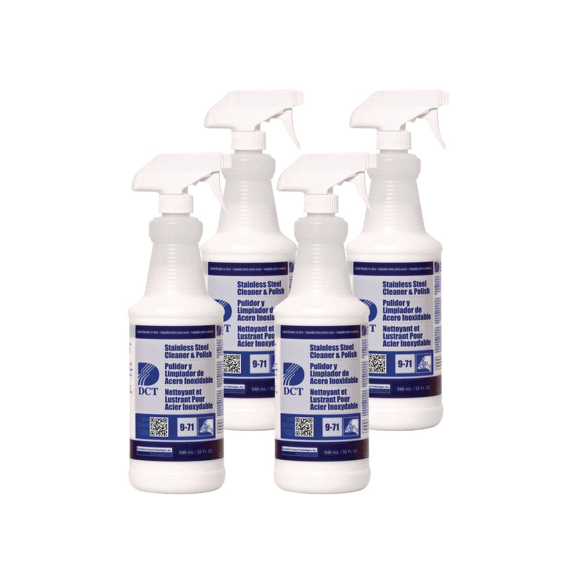 DCT Stainless Steel Cleaner and Polish RLQ, 32 oz Spray Bottle, 4/Carton (PGC00007) Each