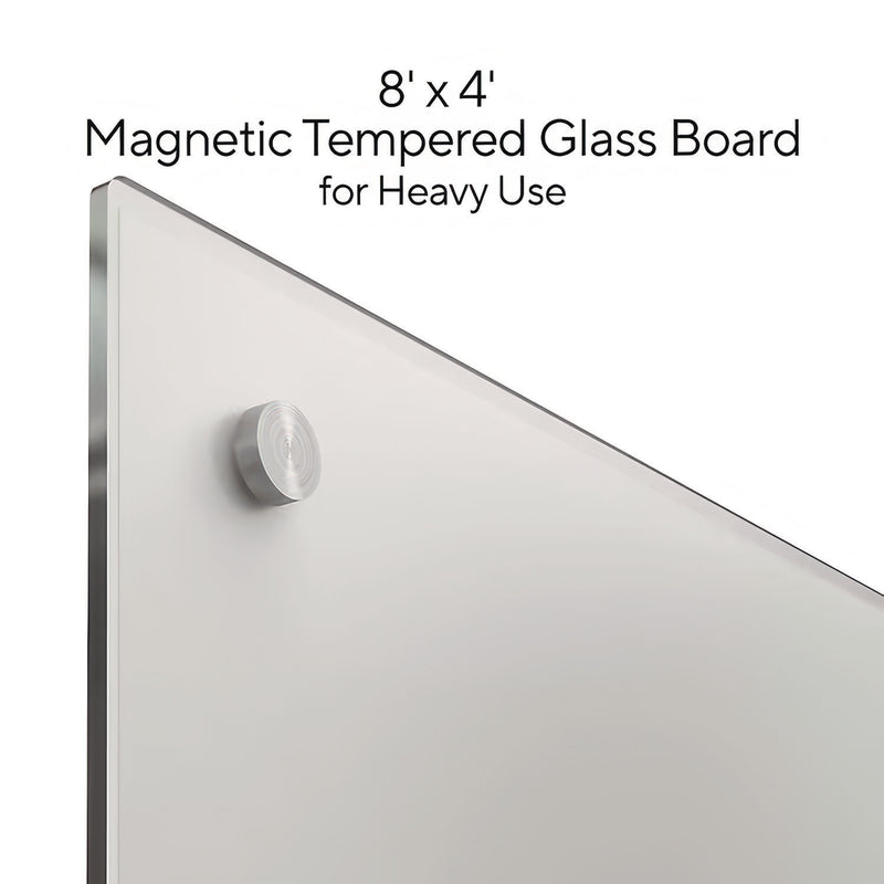 TRU RED™ Magnetic Tempered Glass Dry Erase Board, 96" x 48", White Surface (TUDTR61198) Each