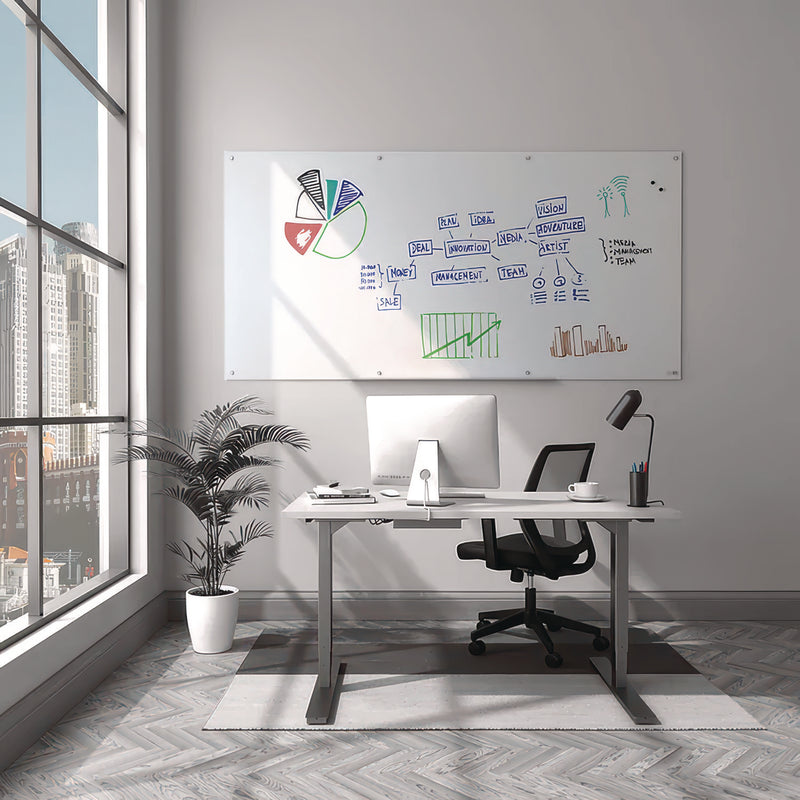 TRU RED™ Magnetic Tempered Glass Dry Erase Board, 96" x 48", White Surface (TUDTR61198) Each