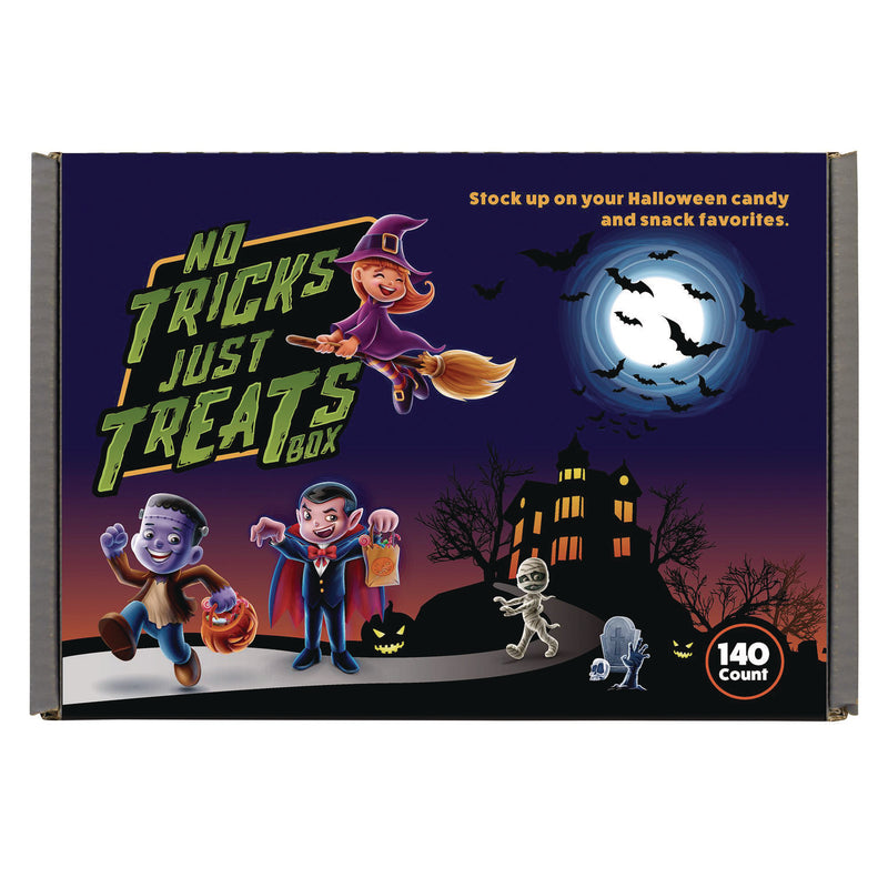 Snack Box Pros No Tricks Just Treats Halloween Box, Assorted Varieties, 140 Count (GRR70000084) Each