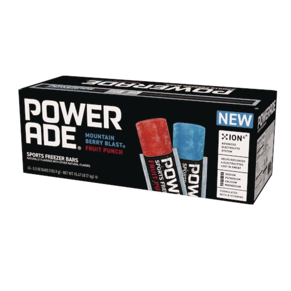 POWERADE® Sport Electrolytes Freezer Bars, Berry Blast, Fruit Punch, 5.5 oz, Bar, 45/Carton (GRR30700436) Case of 45