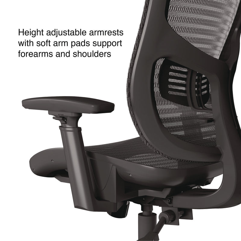 Alera® Hollins Ergonomic Mesh Swivel Task Chair, Supports Up to 275 lb, 18.57 to 22.54 Seat Height, Black Seat/Back, Black Base (ALEHL42BME18)