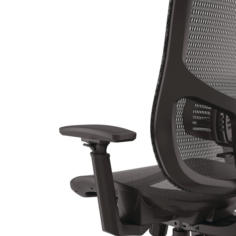 Alera® Hollins Ergonomic Mesh Swivel Task Chair, Supports Up to 275 lb, 18.57 to 22.54 Seat Height, Black Seat/Back, Black Base (ALEHL42BME18)