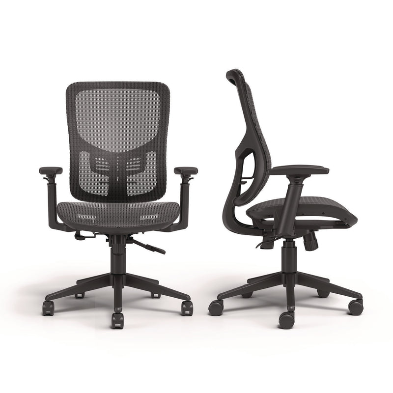 Alera® Hollins Ergonomic Mesh Swivel Task Chair, Supports Up to 275 lb, 18.57 to 22.54 Seat Height, Black Seat/Back, Black Base (ALEHL42BME18)