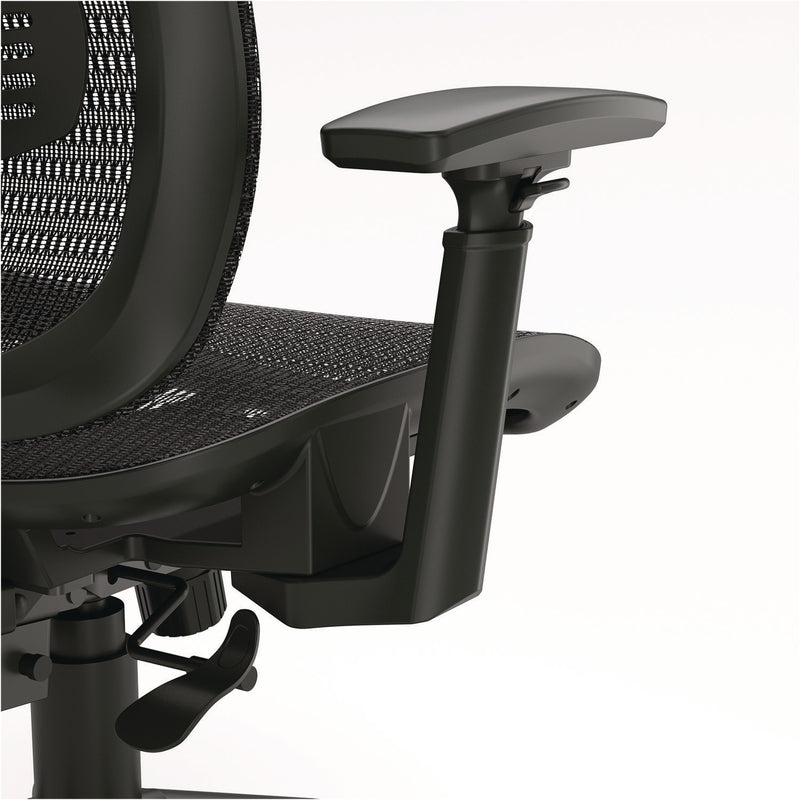 Alera® Hollins Ergonomic Mesh Swivel Task Chair, Supports Up to 275 lb, 18.57 to 22.54 Seat Height, Black Seat/Back, Black Base (ALEHL42BME18)