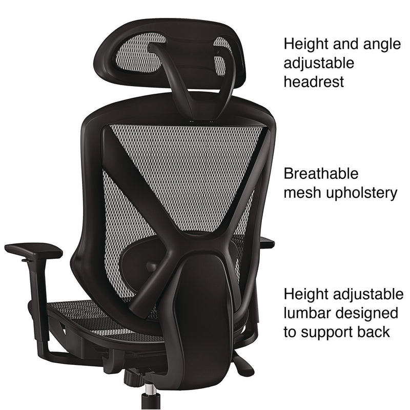 Alera® Taunton Ergonomic Mesh Swivel Task Chair, Supports Up to 275 lb, 17.44 to 20.98 Seat Height, Black Seat/Back, Black Base (ALETN41BME18) Each