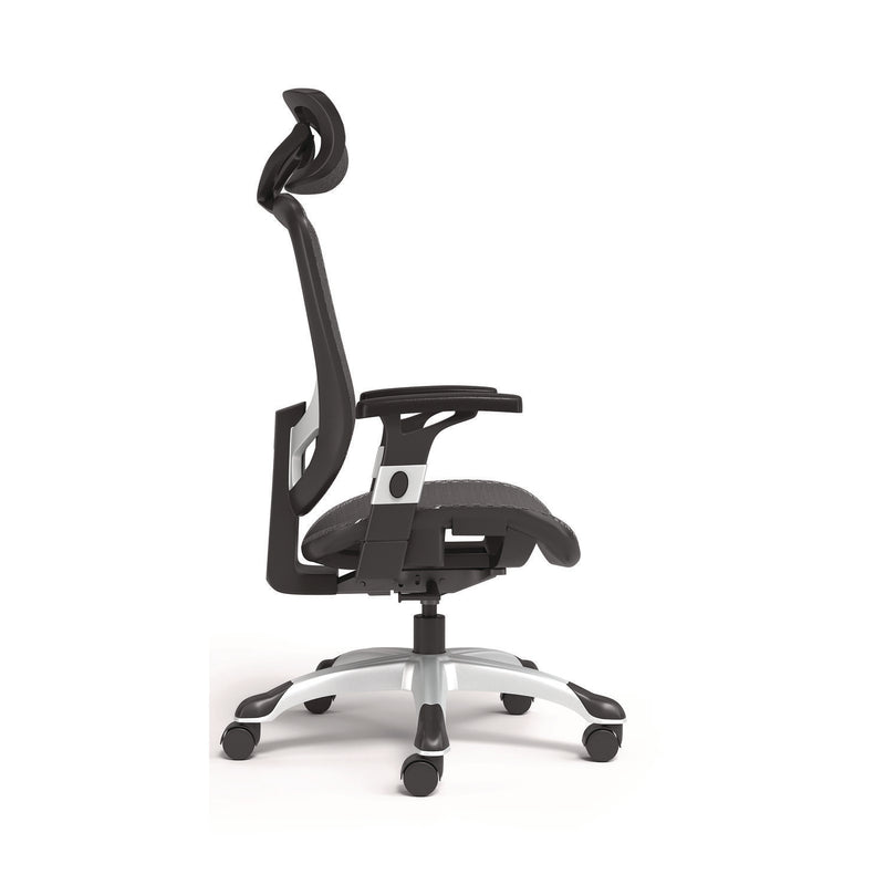 Alera® Minerva Ergonomic Mesh Swivel Task Chair, Supports Up to 275 lb, 17.24 to 20.98 Seat Height, Black Seat/Back, Black Base (ALEMV41BME18)