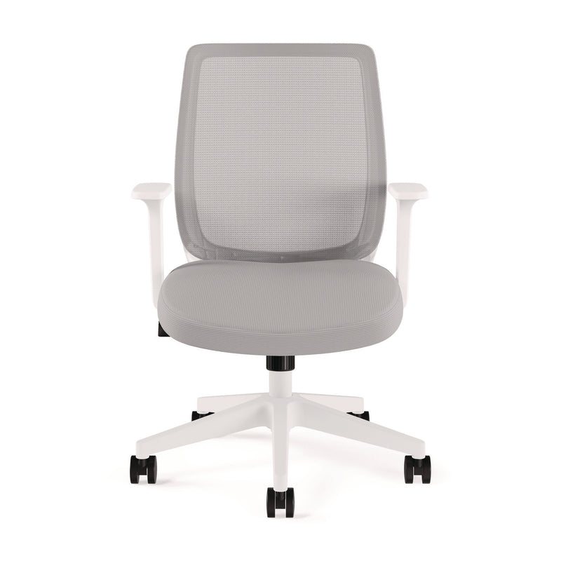 Alera® Wessex Ergonomic Fabric Mesh Swivel Task Chair, Supports Up to 275 lb, 17.09 to 20.83 Seat Height, Gray Seat/Back, White Base (ALEWX42BME47)