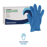 Boardwalk® Blue Disposable Nitrile Gloves, 380 Series, Powder-Free, Large, 4 mil Thick, 9.5" Long, Blue, 100/Box, 10 Boxes/Carton (BWK370LCT) Case of 1000