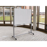 Luxor Mobile Magnetic Whiteboard, 96" x 40", White Surface, Silver Aluminum Frame (LXOMB9640WW) Each