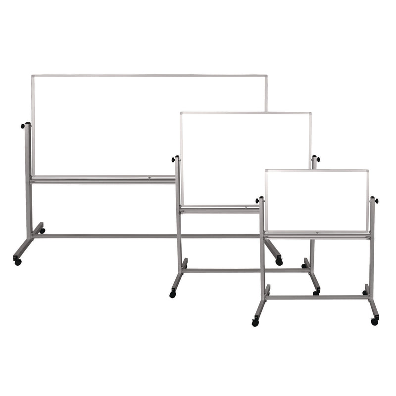 Luxor Mobile Magnetic Whiteboard, 36" x 24", White Surface, Silver Aluminum Frame (LXOMB3624WW) Each