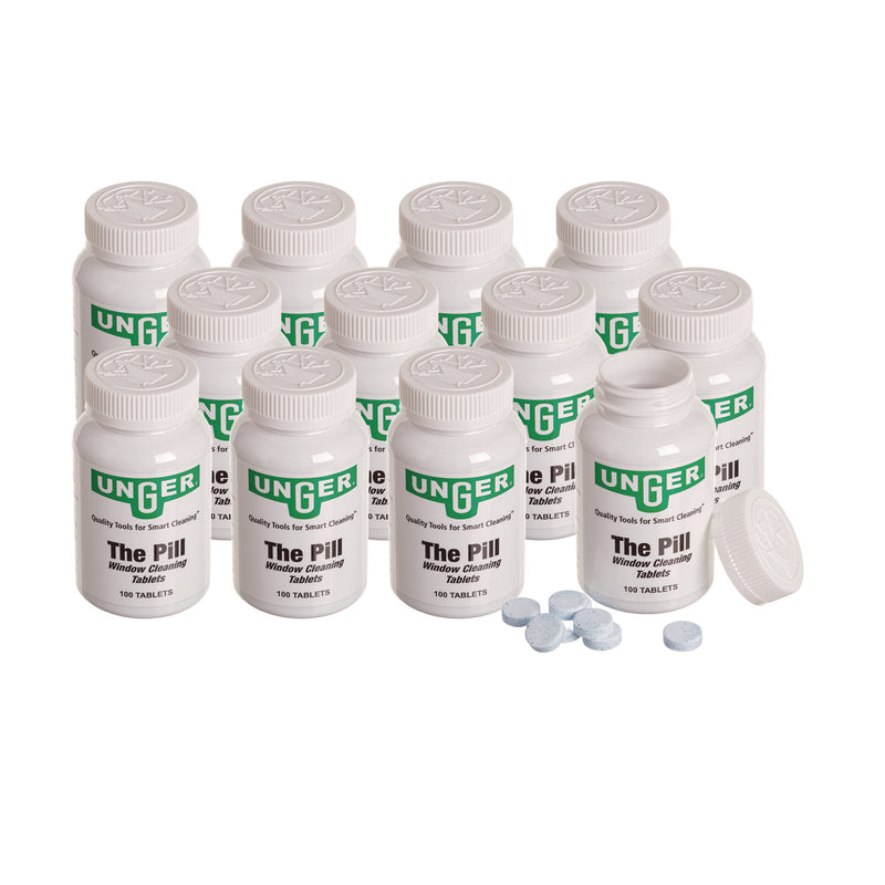 Unger Pill Window Cleaning Tablets, 100/Bottle, 12/Carton (UNGPLBTL) Case of 12