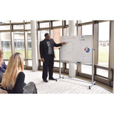 Luxor Mobile Magnetic Whiteboard, 60" x 40", White Surface, Silver Aluminum Frame (LXOMB6040WW) Each