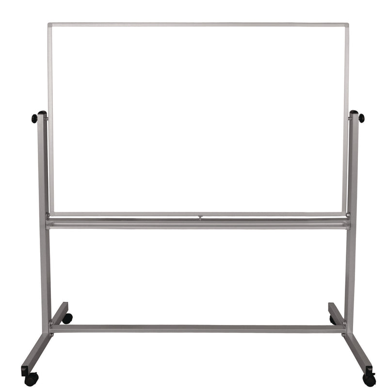 Luxor Mobile Magnetic Whiteboard, 60" x 40", White Surface, Silver Aluminum Frame (LXOMB6040WW) Each