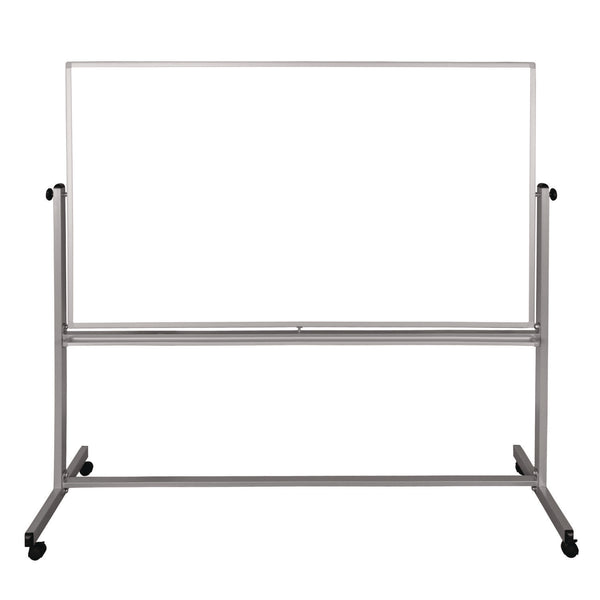 Luxor Mobile Magnetic Whiteboard, 72" x 40", White Surface, Silver Aluminum Frame (LXOMB7240WW) Each