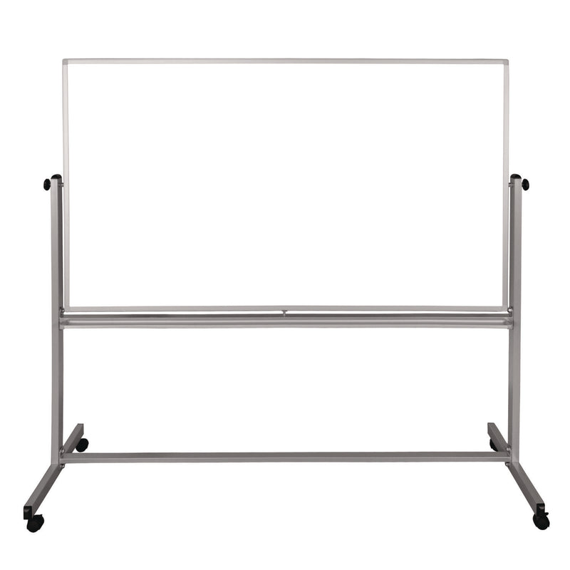 Luxor Mobile Magnetic Whiteboard, 72" x 40", White Surface, Silver Aluminum Frame (LXOMB7240WW) Each