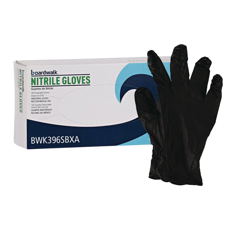 Boardwalk® Disposable General-Purpose Powder-Free Nitrile Gloves, Small, Black, 4.4 mil, 100/Box, 10 Boxes/Carton (BWK396SCTA) Case of 1000
