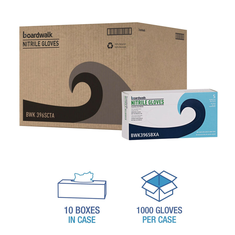 Boardwalk® Disposable General-Purpose Powder-Free Nitrile Gloves, Small, Black, 4.4 mil, 100/Box, 10 Boxes/Carton (BWK396SCTA) Case of 1000