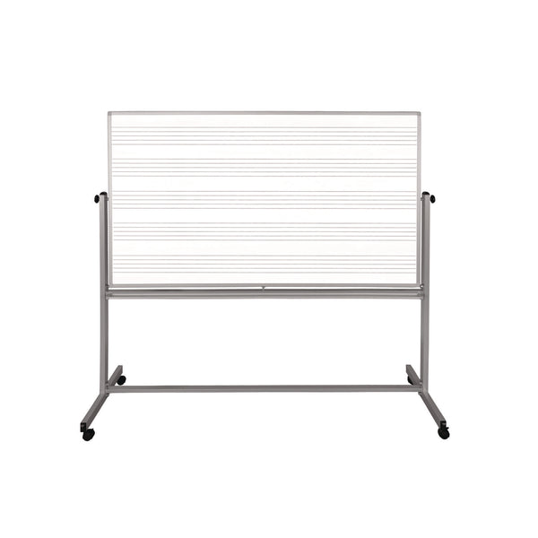 Luxor Mobile Music Staff Whiteboard, Dual-Sided Music Notation, 72" x 48", White Surface, Silver Aluminum Frame (LXOMB7248MM) Each