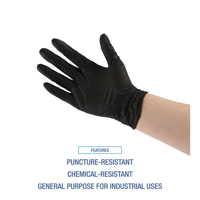 Boardwalk® Disposable General-Purpose Powder-Free Nitrile Gloves, Small, Black, 4.4 mil, 100/Box, 10 Boxes/Carton (BWK396SCTA) Case of 1000