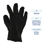Boardwalk® Disposable General-Purpose Powder-Free Nitrile Gloves, Small, Black, 4.4 mil, 100/Box, 10 Boxes/Carton (BWK396SCTA) Case of 1000