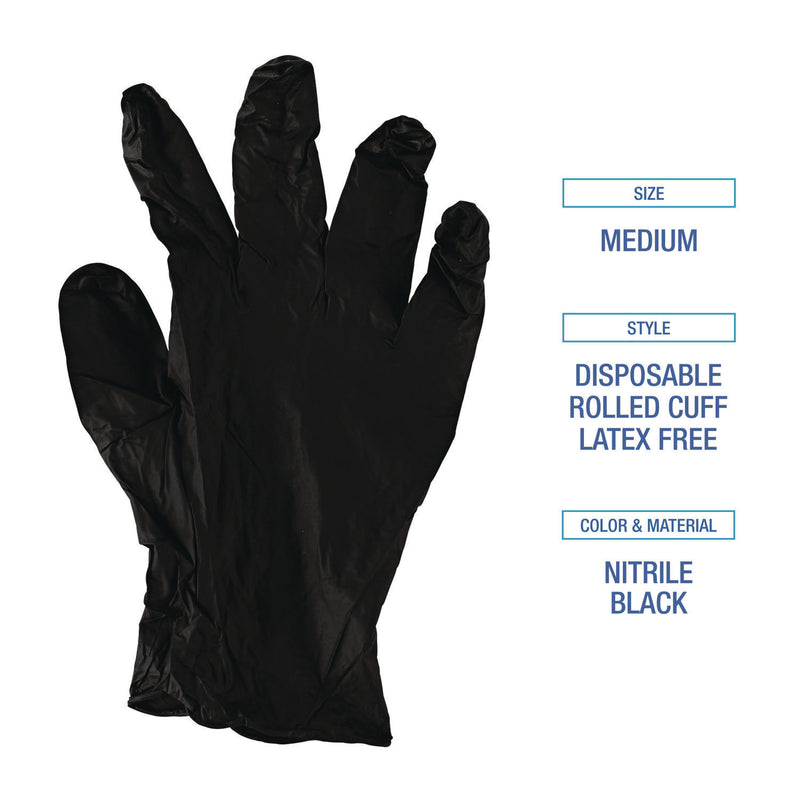 Boardwalk® 396 Series Disposable General-Purpose Nitrile Gloves, Powder-Free, X-Small, 4.4 mil Thick, 9.5" Long, Black, 100/Box,10 BX/CT (BWK396XSCTA) Case of 1000