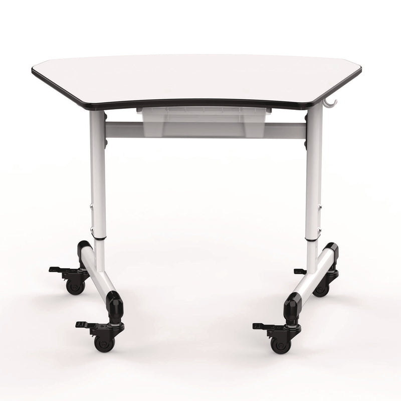 Luxor Height-Adjustable Trapezoid Student Desk with Drawer, 60.25 x 21 x 32 to 38, White (LXOMBSDESK) Each