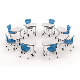 Luxor Height-Adjustable Trapezoid Student Desk with Drawer, 60.25 x 21 x 32 to 38, White (LXCMBSDESK) Each