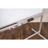 Luxor Mobile Magnetic Glass Dry Erase Board, 48" x 36", White Surface, Silver Aluminum Frame (LXCMMGB4836) Each