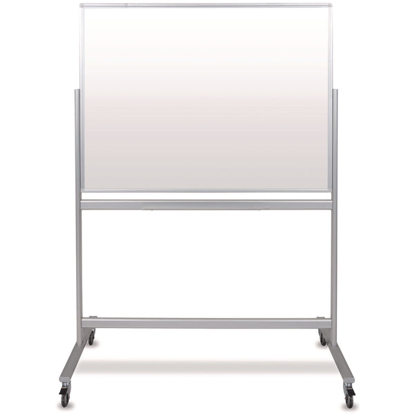 Luxor Mobile Magnetic Glass Dry Erase Board, 48" x 36", White Surface, Silver Aluminum Frame (LXOMMGB4836) Each