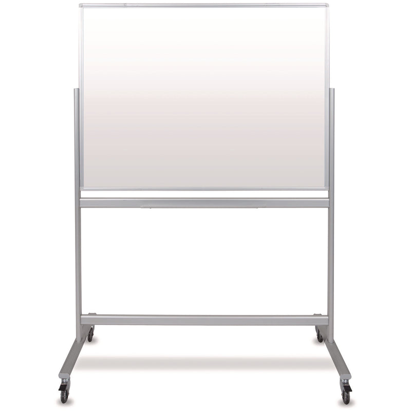 Luxor Mobile Magnetic Glass Dry Erase Board, 48" x 36", White Surface, Silver Aluminum Frame (LXOMMGB4836) Each