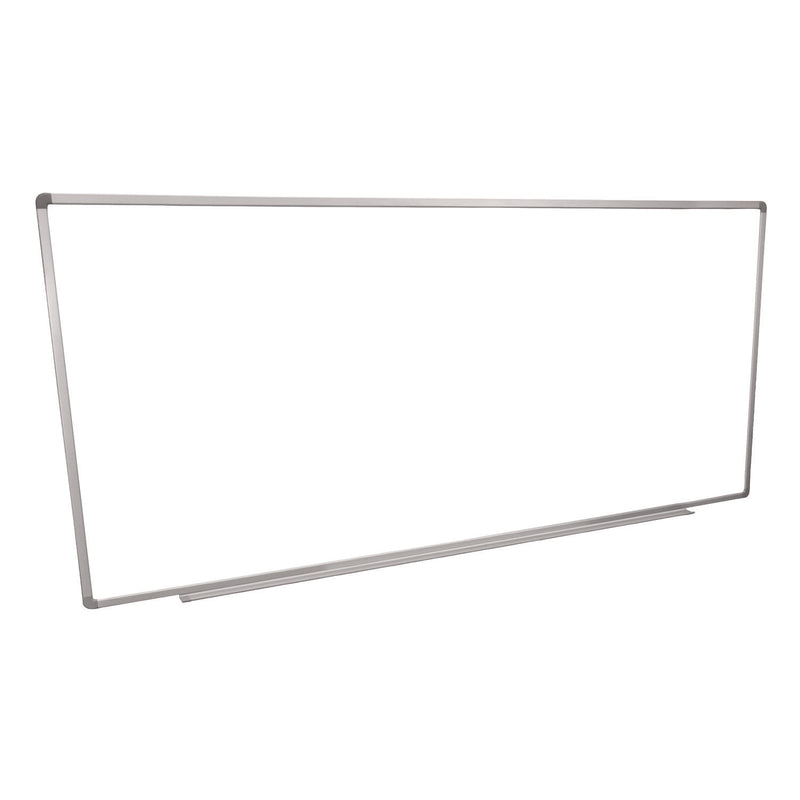 Luxor Wall-Mounted Magnetic Whiteboard, 96" x 40", White Surface, Silver Aluminum Frame (LXOWB9640W) Each