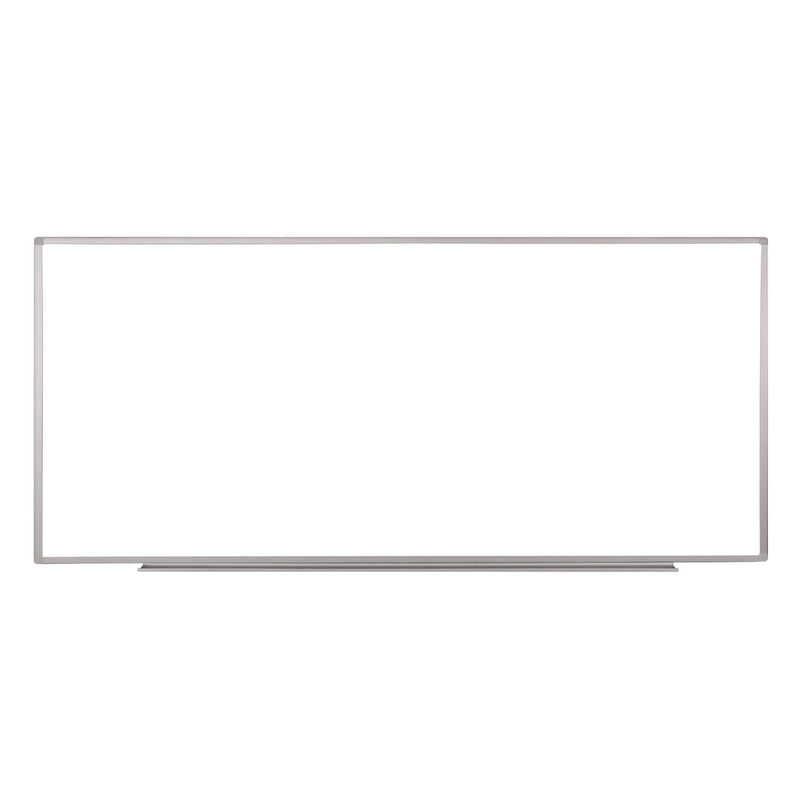 Luxor Wall-Mounted Magnetic Whiteboard, 96" x 40", White Surface, Silver Aluminum Frame (LXOWB9640W) Each