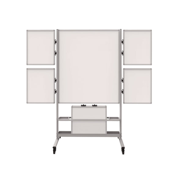 Luxor Mobile Collaboration Station Whiteboard with 4 Attachable Marker Boards, 40.4" x 48.6", White Surface, Silver Aluminum Frame (LXOCLLABSTO) Each