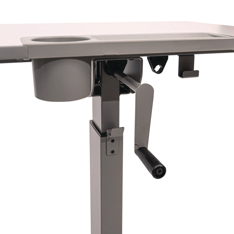 Luxor Sit Stand Student Desk with Crank Handle, 27.5 x 19.5 x 26.25 to 42, White/Gray (LXOSTUDENTC) Each