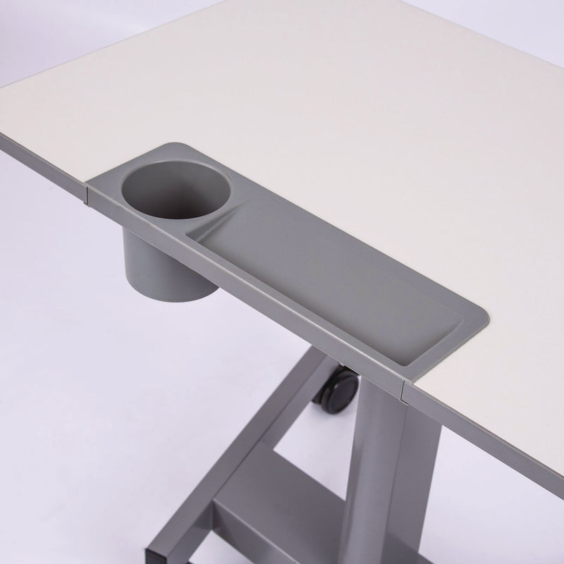 Luxor Pneumatic Sit Stand Desk, 27.5 x 19.5 x 26.25 to 42, White/Gray (LXOSTUDENTP) Each