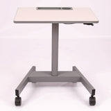 Luxor Pneumatic Sit Stand Desk, 27.5 x 19.5 x 26.25 to 42, White/Gray (LXCSTUDENTP) Each